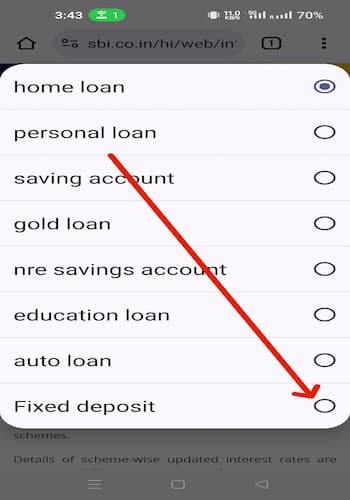 SBI में Fixed Deposit करने से पहले जानें मौजूदा ब्याज दरें 4 Fixed deposit option को Select करें