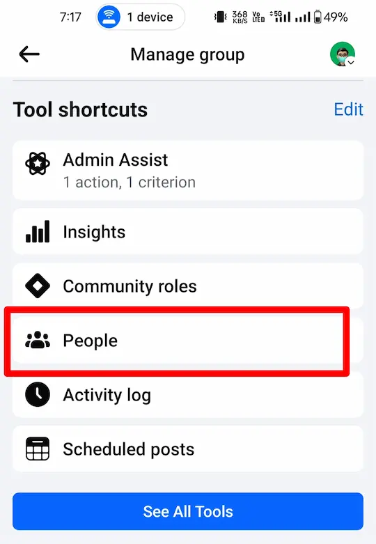 Facebook Group को कैसे Delete करें? स्टेप-बाय-स्टेप गाइड हिंदी में 6 Facebook Group ko kaise delete karen (step 5) People ऑप्शन पर क्लिक करें